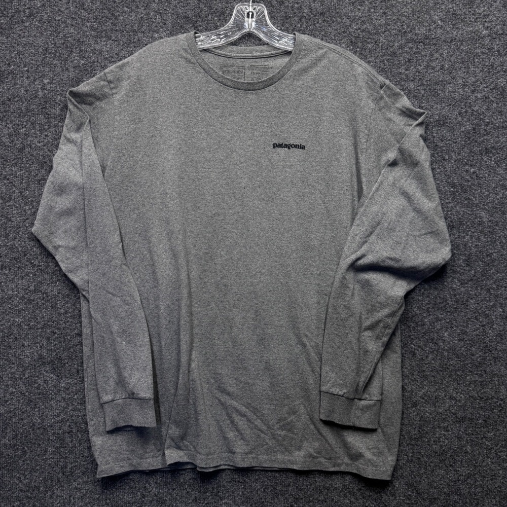 Patagonia Responsibili-Tee Long Sleeve Mens XL Grey Graphic Logo Gorpcore Hiking